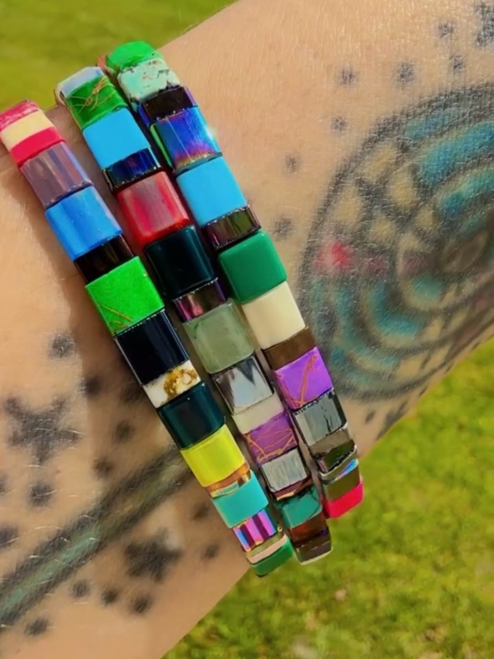 Multicolor Tile Stretch Bracelet - Women Accessories
